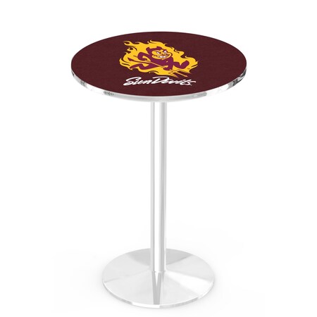 Holland Bar Stool Co 36" Chrome Arizona State Pub Table, Sparky Logo L214C3628ArizSt-S